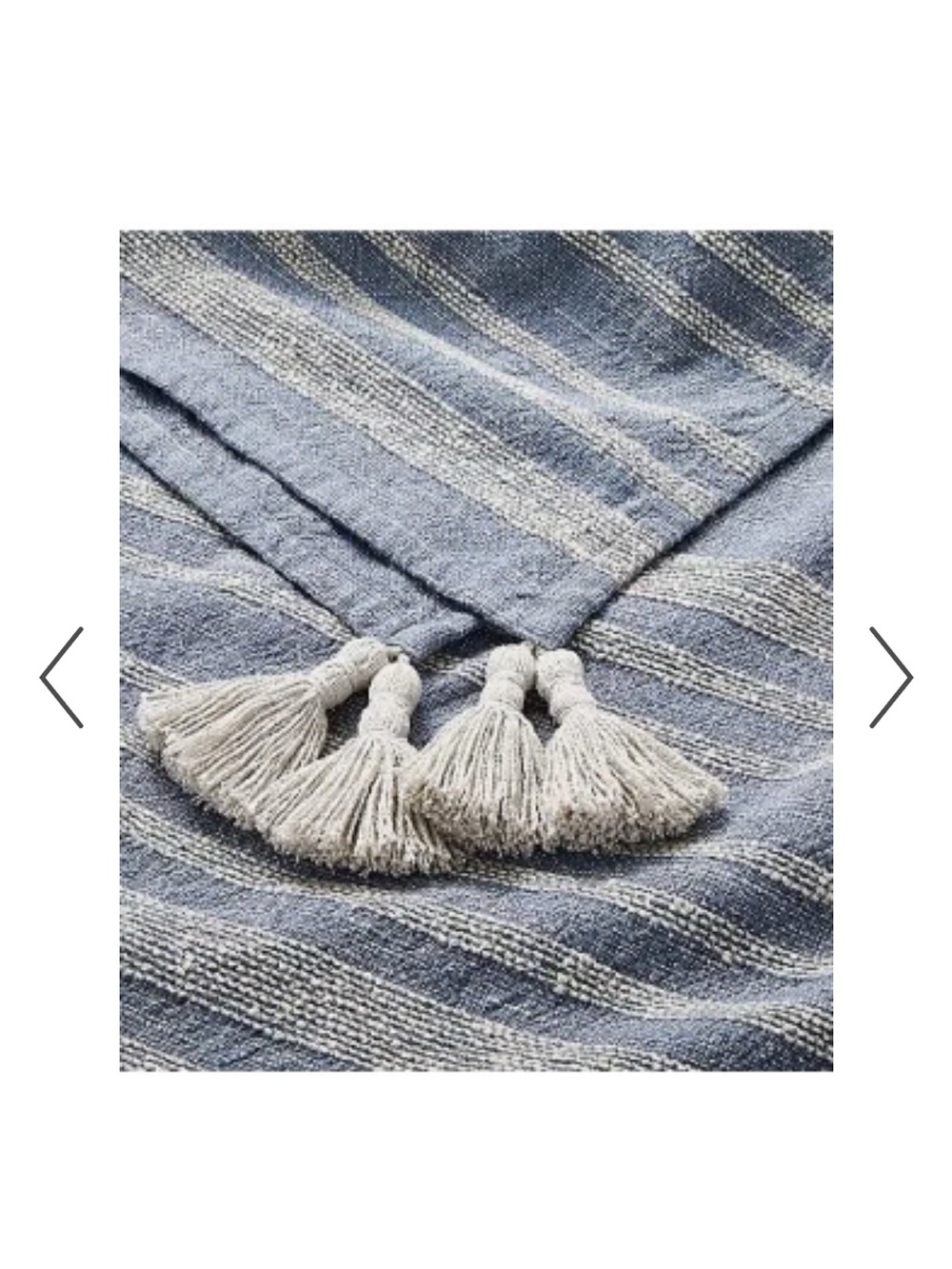 Hearth & Hand Blue Woven Throw with Cream Tassels cotton and linen blend - Picture 2 of 6